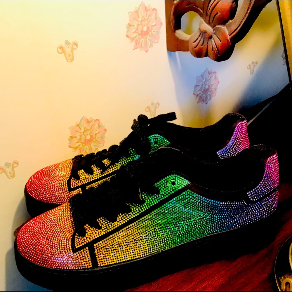 Cape Robin Rainbow rhinestone sneakers, size 10